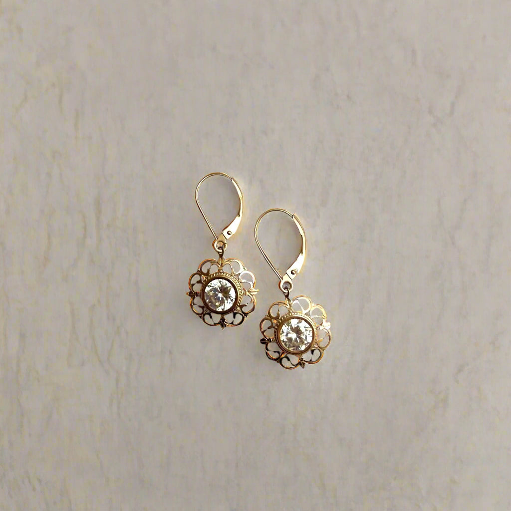 Radiant 14k Gold Cubic Zirconia Earrings
