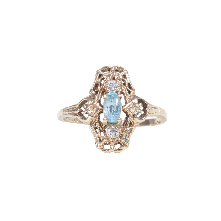 Antique 1930's Blue Topaz Ring