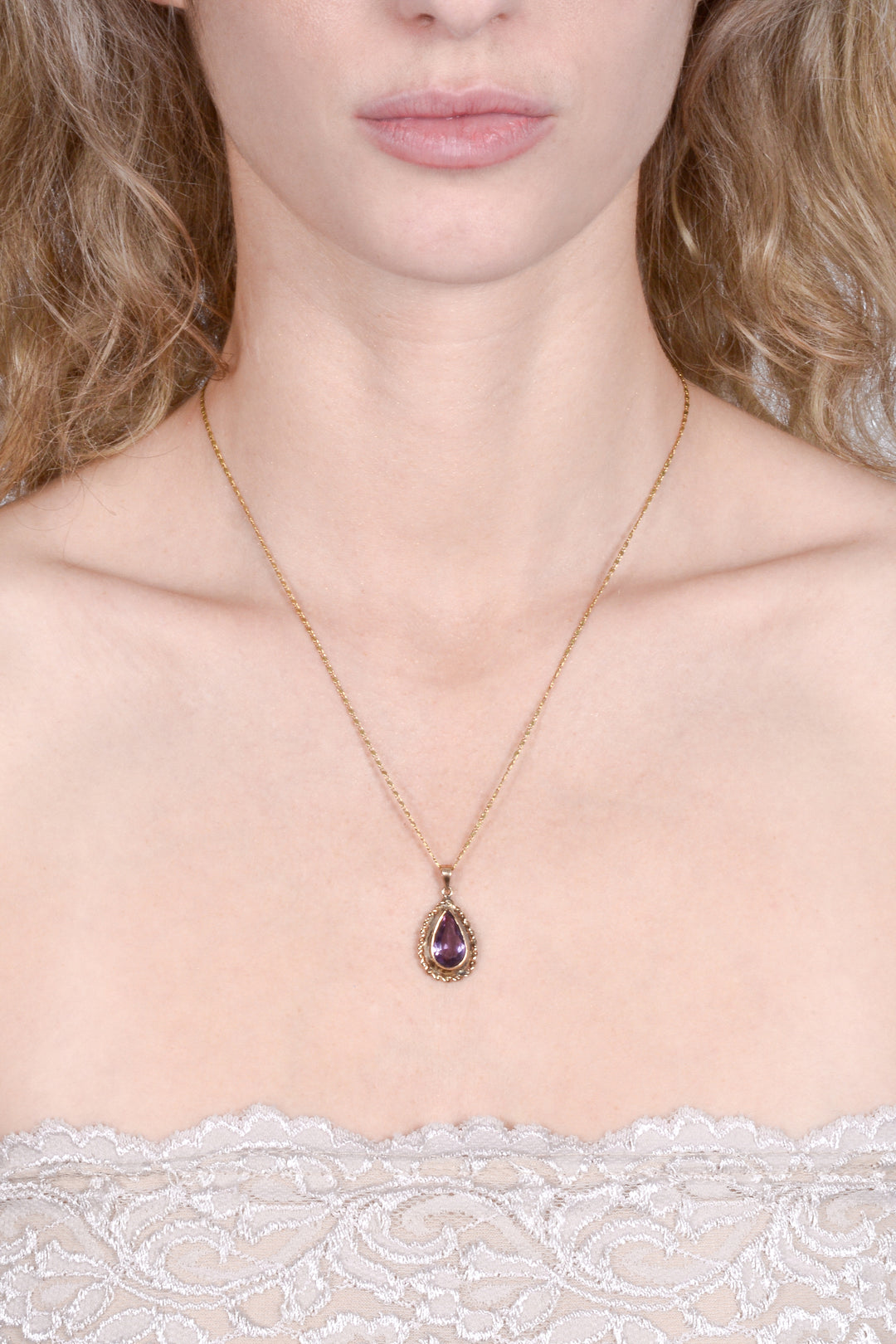 Victorian 1930's Amethyst 14k necklace