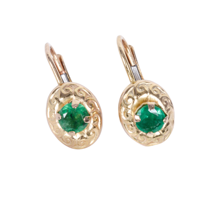 Victorian Emerald Gold Earrings