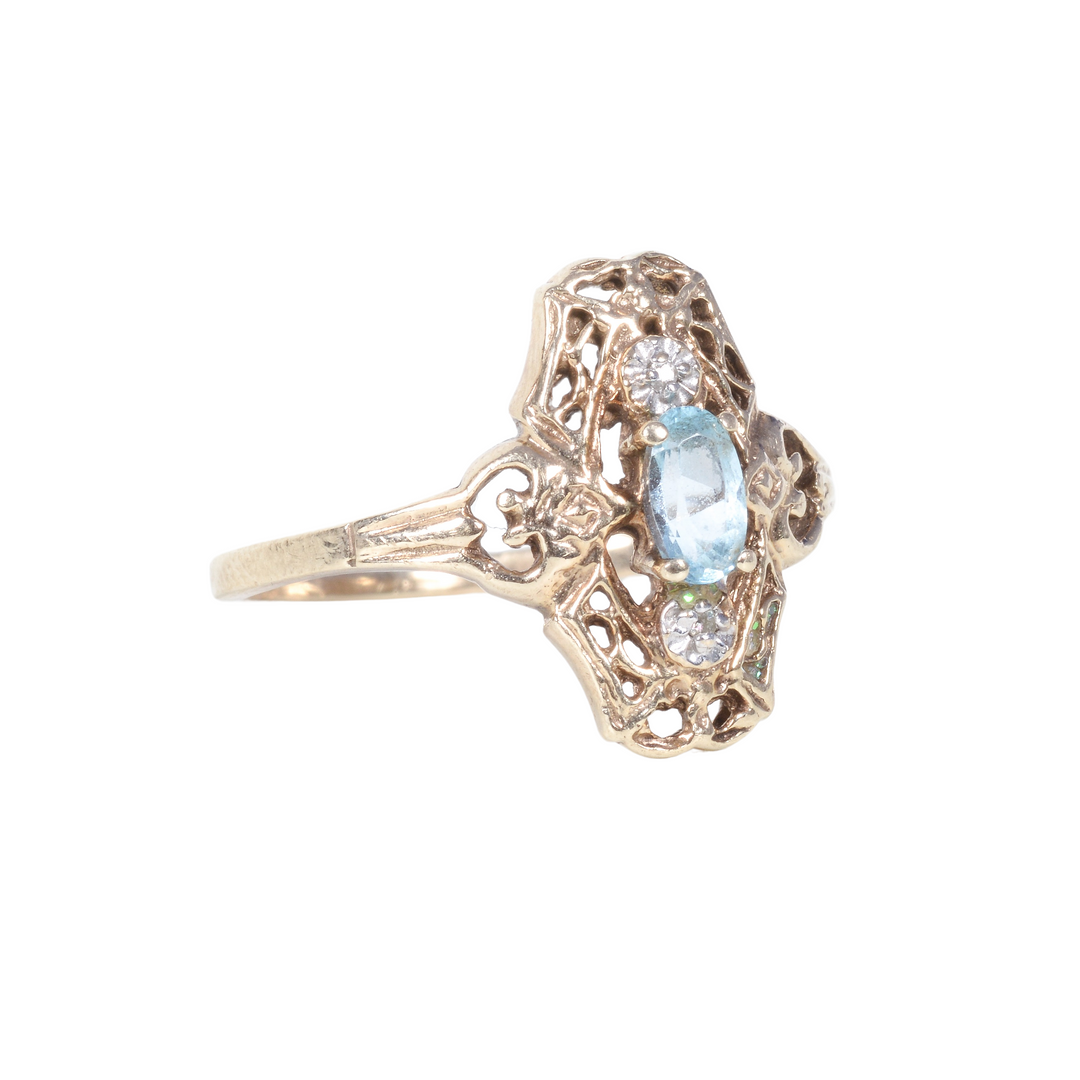 Antique 1930's Blue Topaz Ring