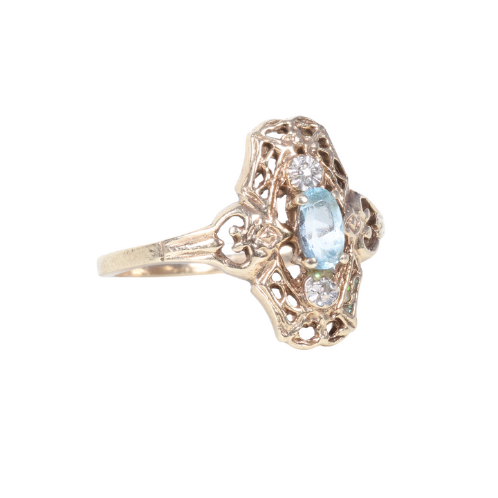 Antique 1930's Blue Topaz Ring