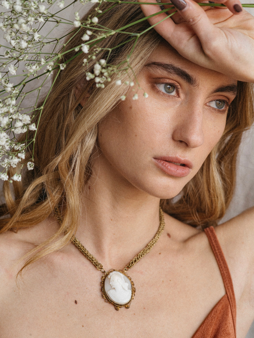 Large White Cameo necklace